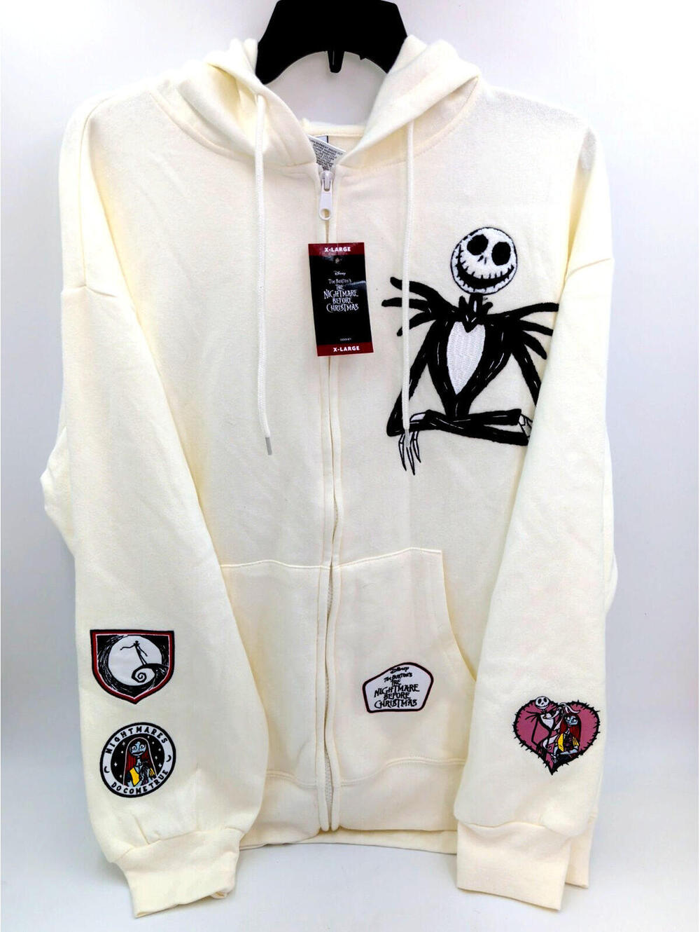 Disney Hoodie Womens Tim Burton Nightmare Before Christmas~Multi-Patch XL Zip